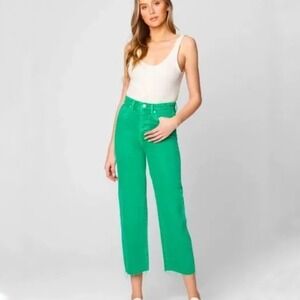 BLANKNYC The Baxter Ribcage Straight Leg Jeans Green Cotton Size 28 NWT